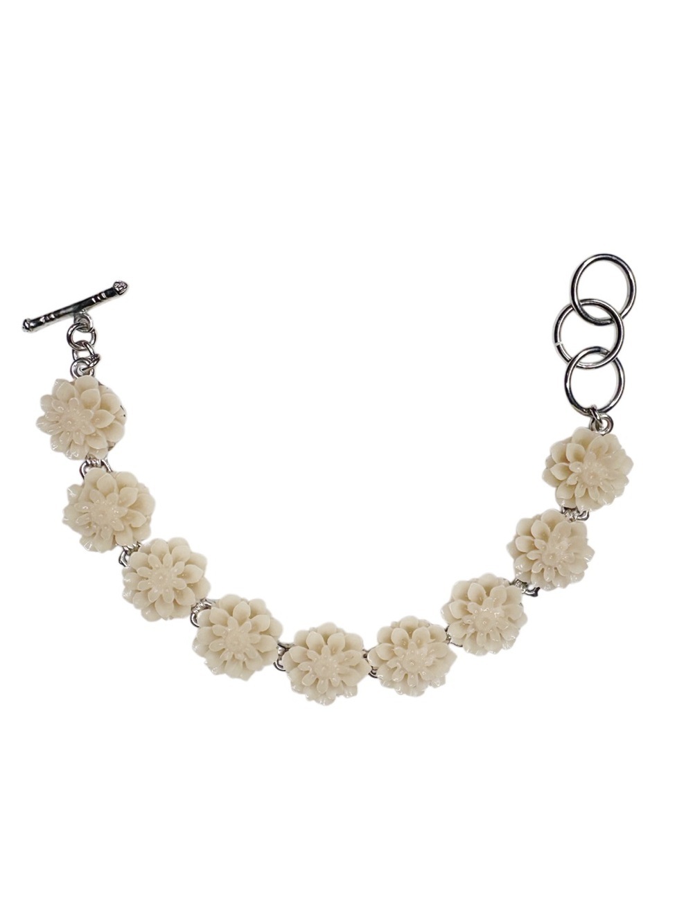 5/$25 😻 Floral Resin Bracelet - Elegant Cream Flower Link